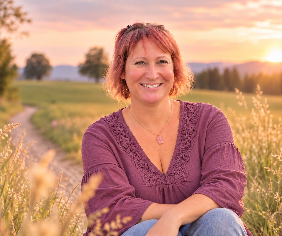 Steffi Zimmermann in der Abendsonne auf einer Wiese